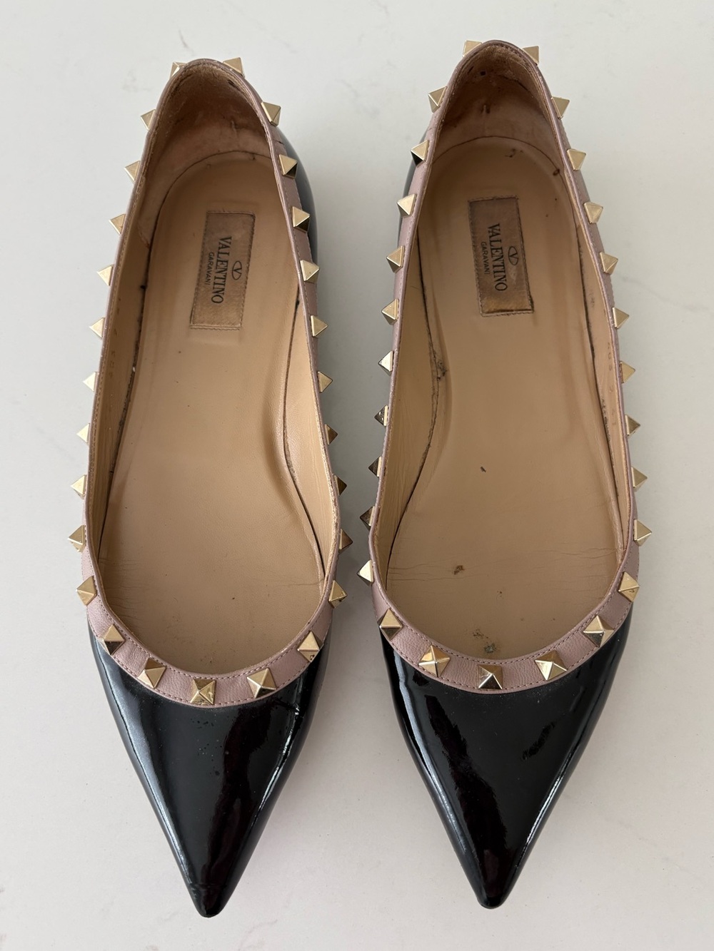 Valentino Garavani Rockstud Patent Leather Ballet Flats Size 41 Black Luxury - Picture 2 of 9